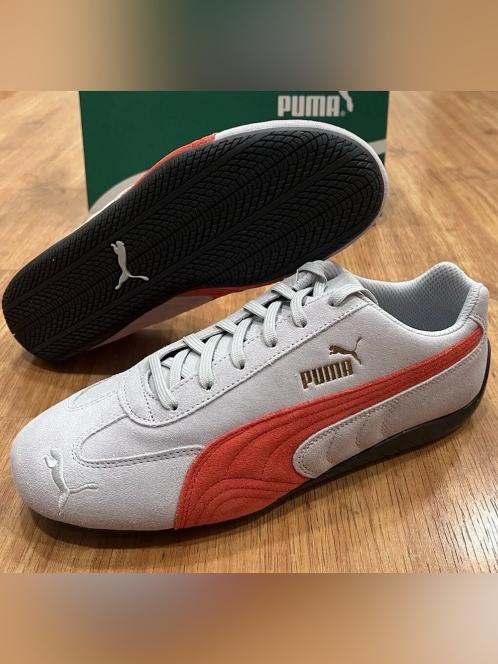 Puma Speedcat Shield SD Ash Grey Red Mens Shoes Sneakers 387272-04 Sz 11.5, 12